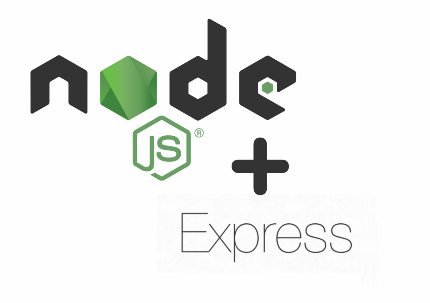 node js and express logo with green background