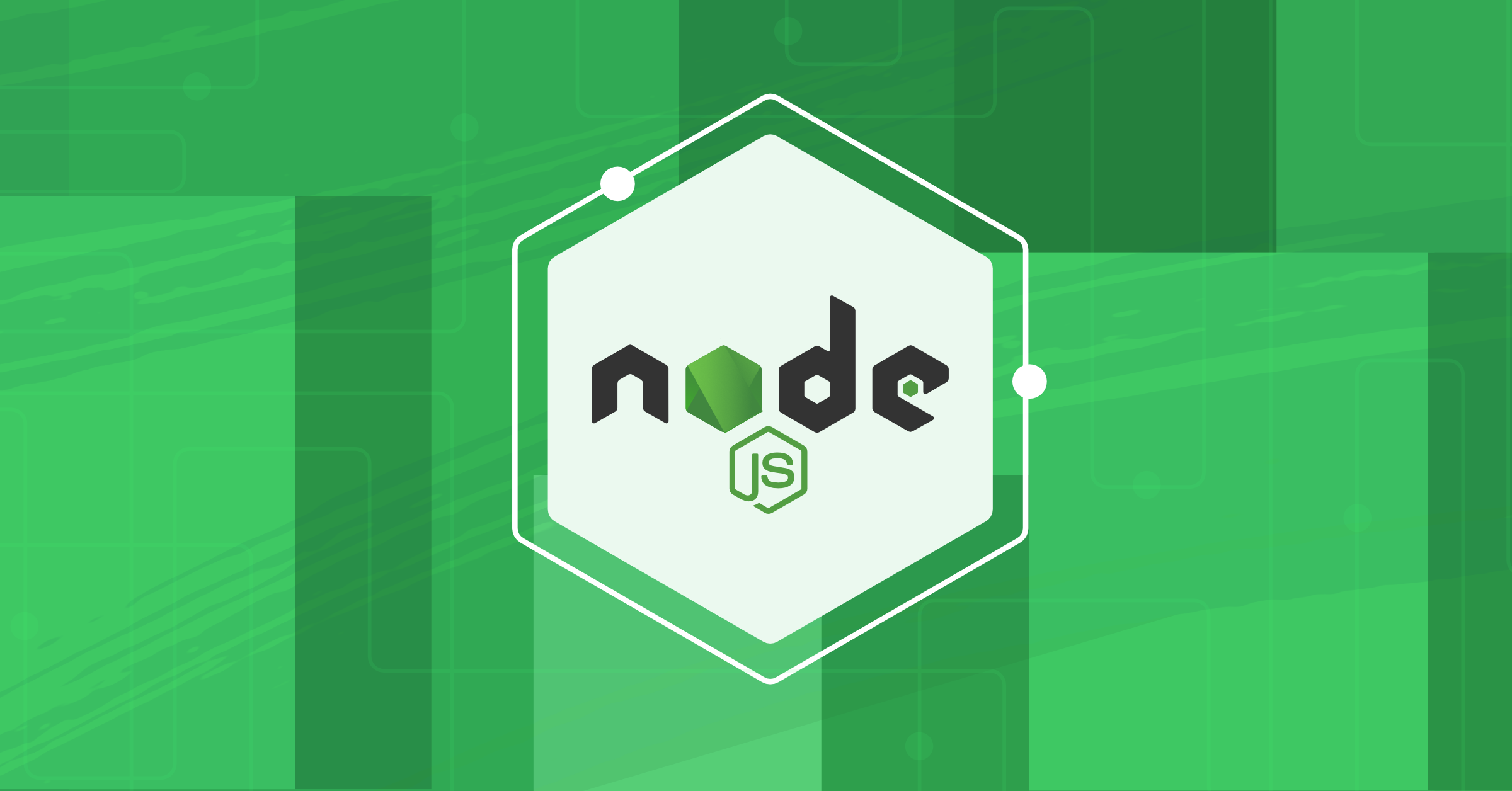 node js logo with green background