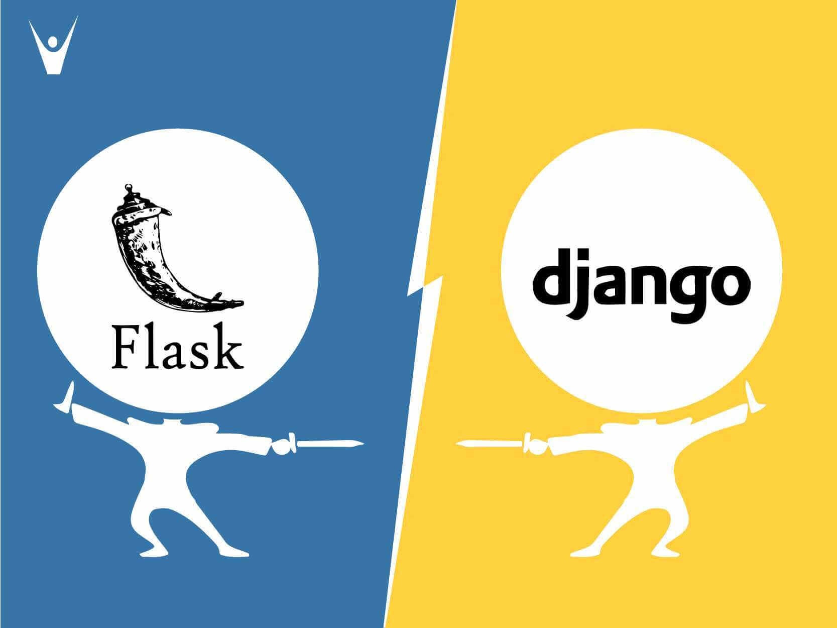 flask-django-logos white, blue and yellow